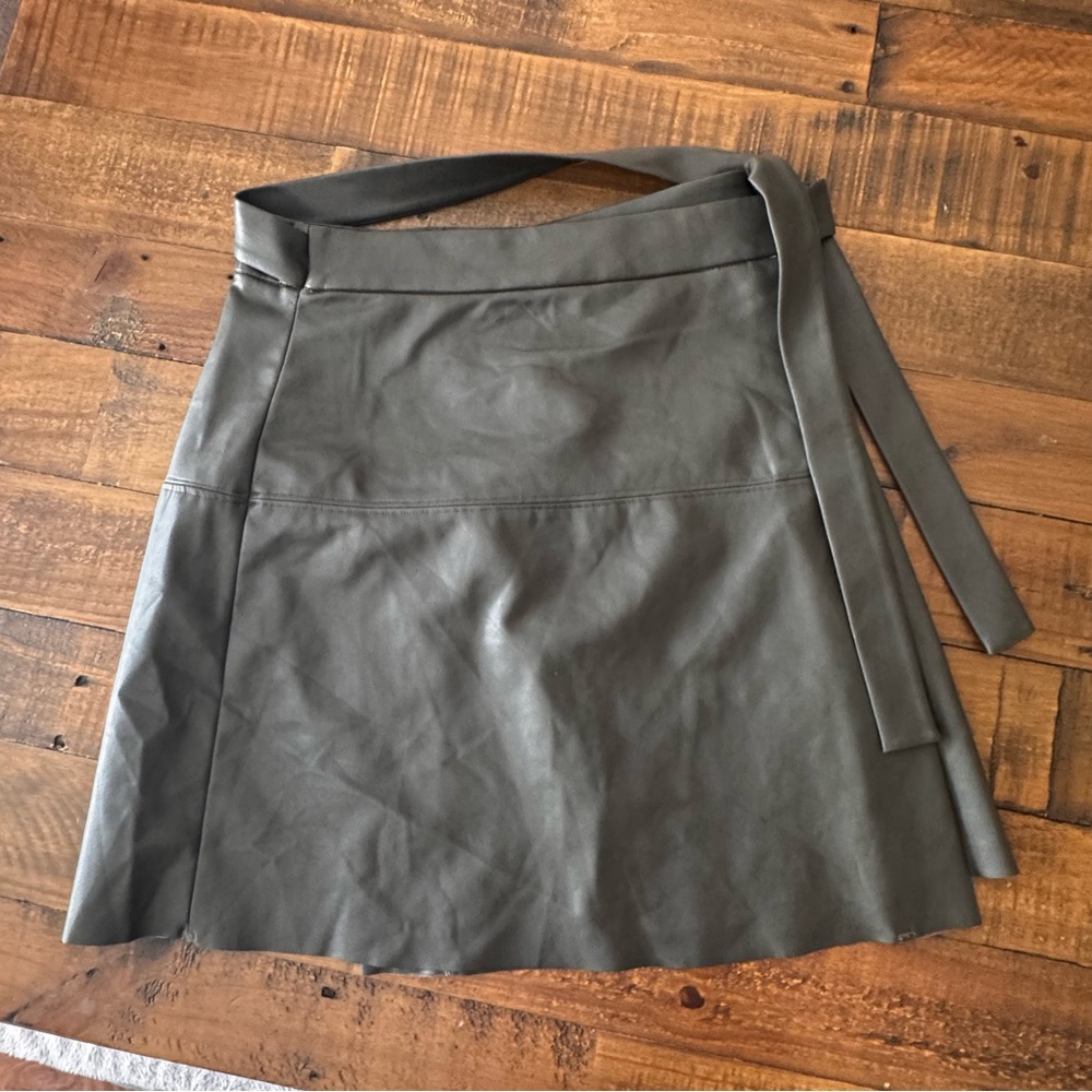 WILFRED FREE Faux Leather Mini Wrap Skirt